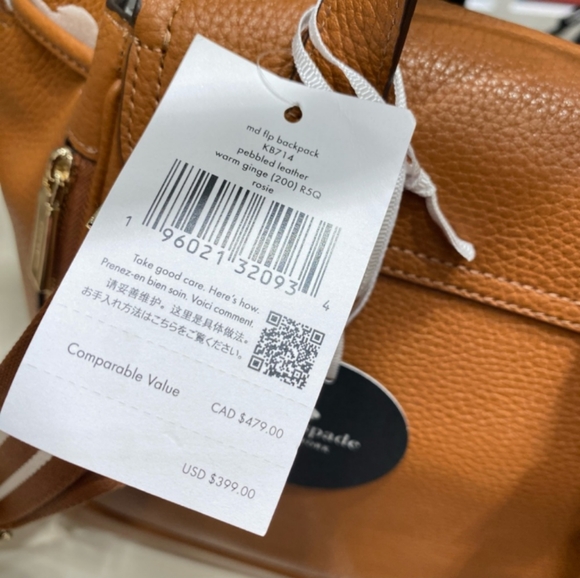 NWT Kate Spade Rosie Med Flip Backpack Warm Ginger Pebbled Leather - Picture 2 of 7